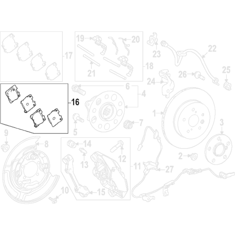 Genuine Toyota Rear Brake Pads - Toyota GR Yaris G16E-GTS