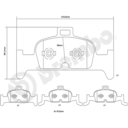 Brembo Sport HP2000 Front Brake Pads - 07.D435.40 - Audi S4/S5 B9