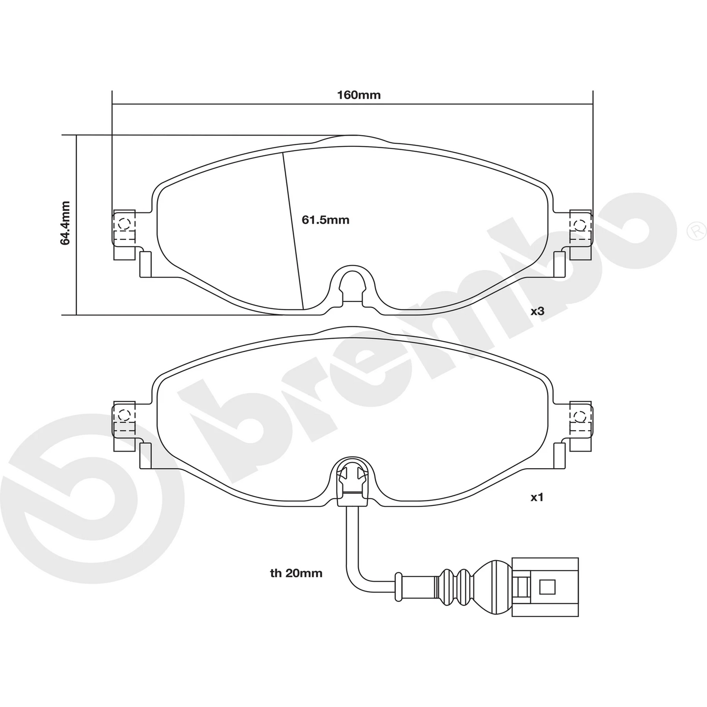 Brembo Sport HP2000 Front Brake Pads - 07.B314.93 - VW Golf GTI Mk7