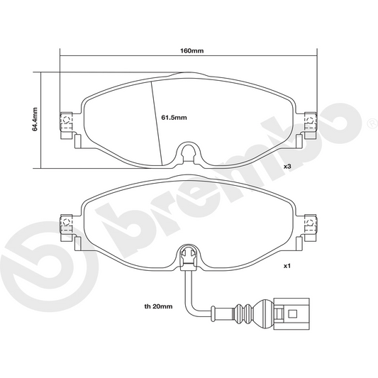 Brembo Sport HP2000 Front Brake Pads - 07.B314.93 - VW Golf GTI Mk7