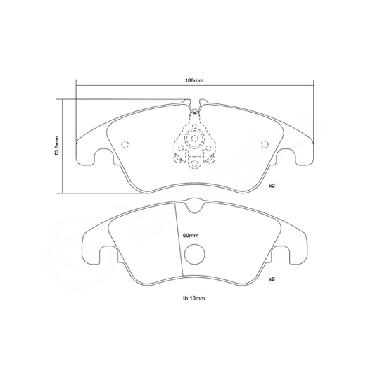 Brembo Sport HP2000 Front Brake Pads - 07.B314.05 - Audi S4/S5 B8/B8.5