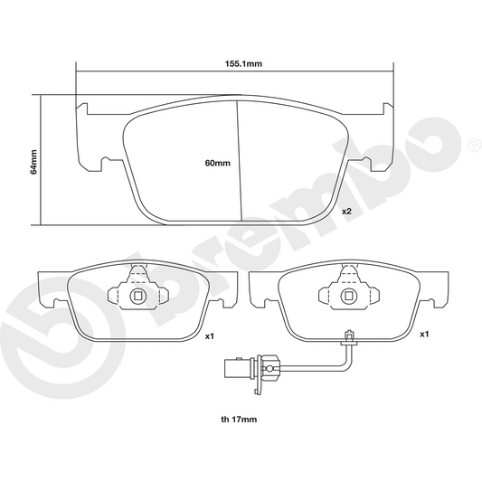 Brembo Sport HP2000 Front Brake Pads - 07.D435.39 - Audi S4/S5 B9