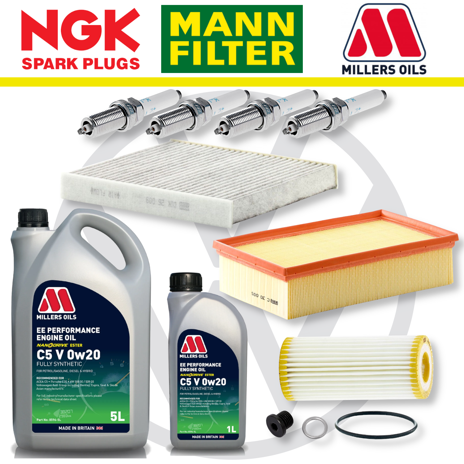 Pack d'entretien à domicile pour VW Golf Mk8 GTI EA888 - Millers Oil Premium
