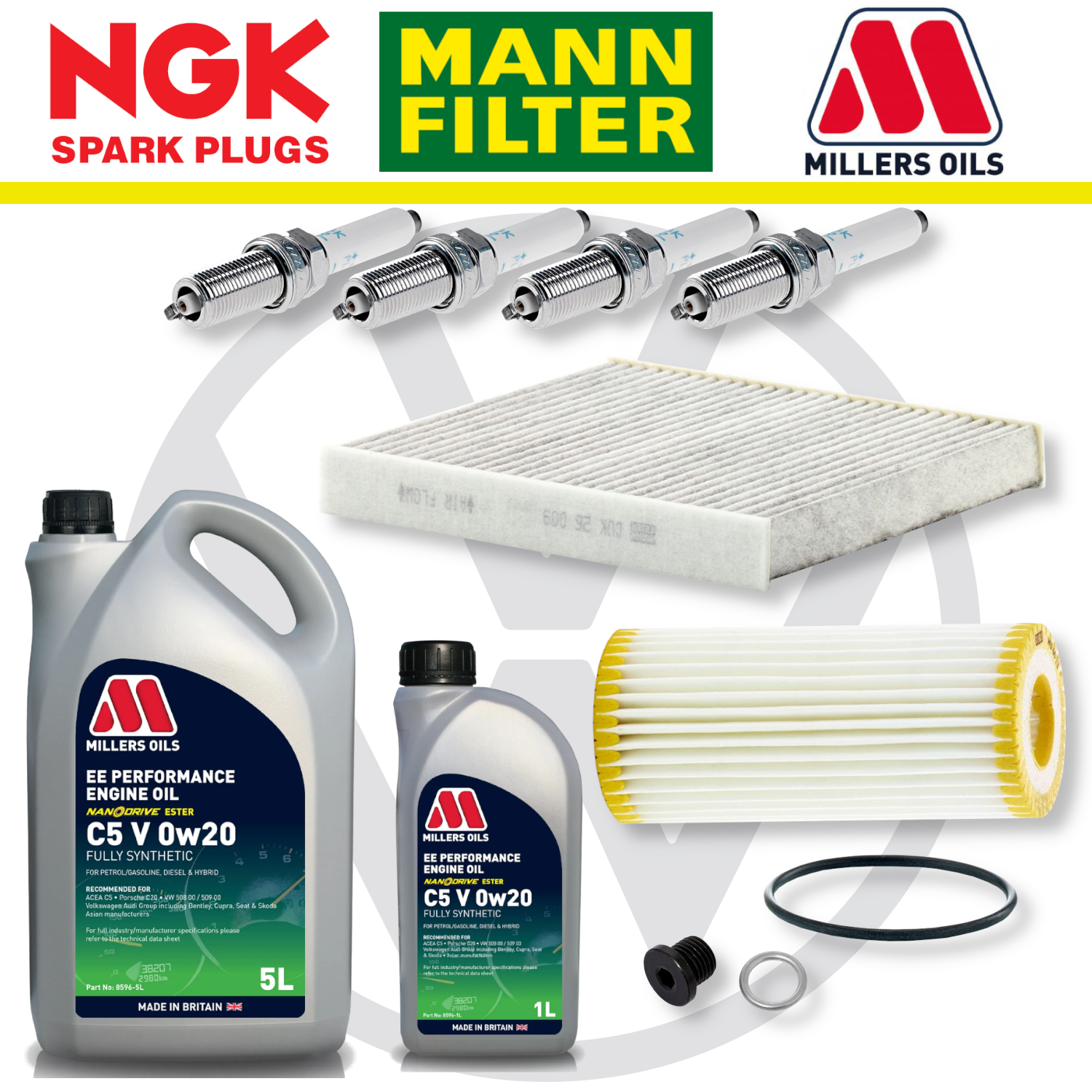 Pack d'entretien à domicile pour VW Golf Mk8 GTI EA888 - Millers Oil Premium