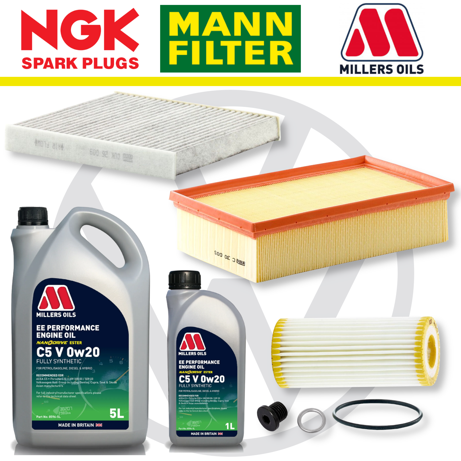 Pack d'entretien à domicile pour VW Golf Mk8 GTI EA888 - Millers Oil Premium