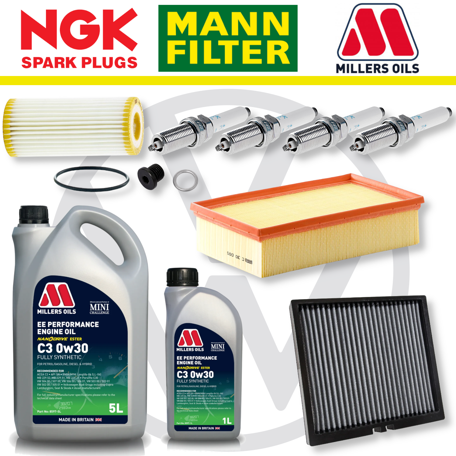 Paquete de servicio a domicilio para Audi S3 8V TTS 8S EA888 - Aceite Millers Premium