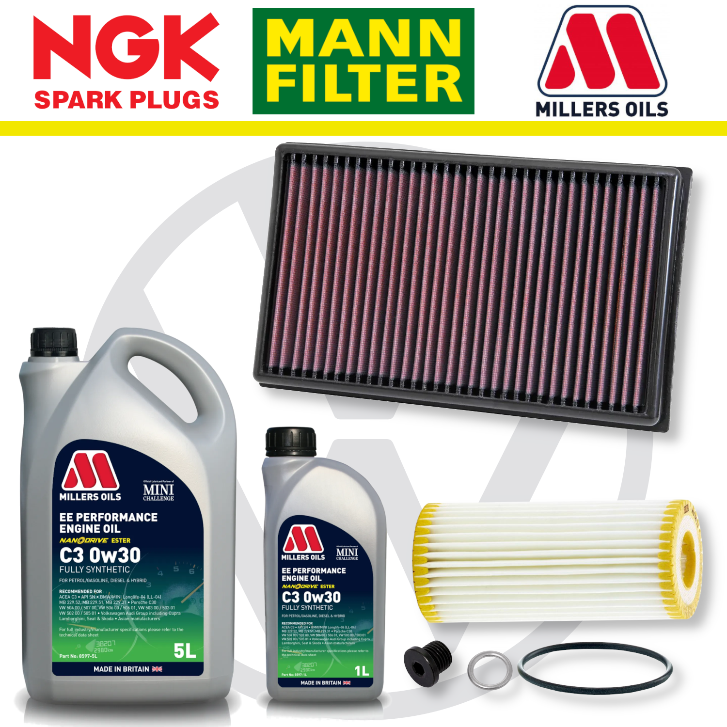 Paquete de servicio a domicilio para Audi S3 8V TTS 8S EA888 - Aceite Millers Premium