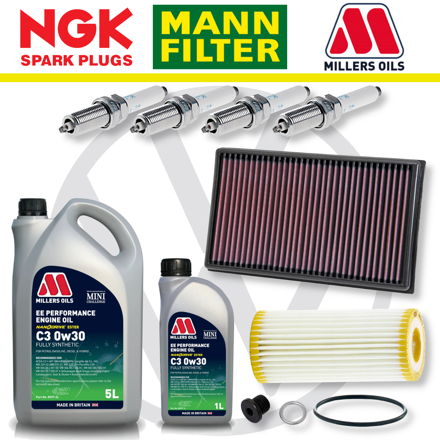 Paquete de servicio a domicilio para Audi S3 8V TTS 8S EA888 - Aceite Millers Premium