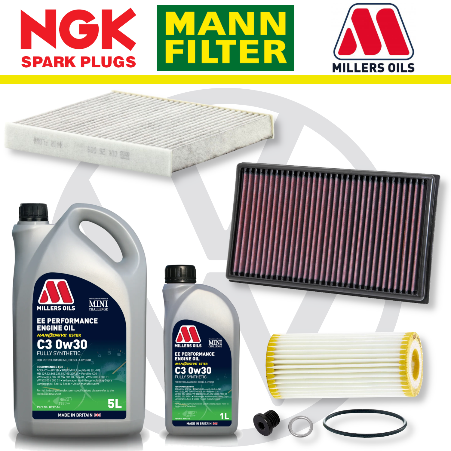 Paquete de servicio a domicilio para Audi S3 8V TTS 8S EA888 - Aceite Millers Premium