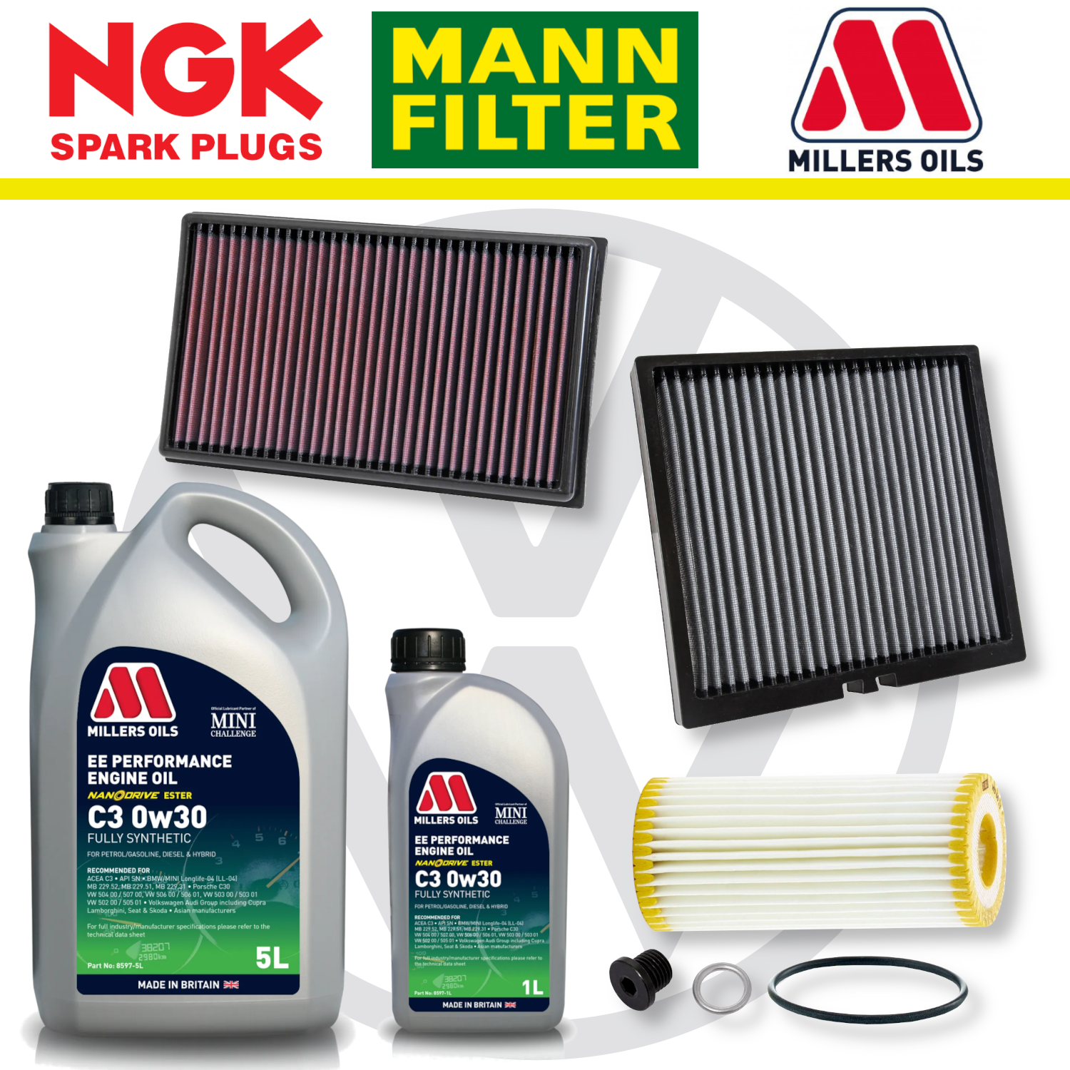 Paquete de servicio a domicilio para Audi S3 8V TTS 8S EA888 - Aceite Millers Premium