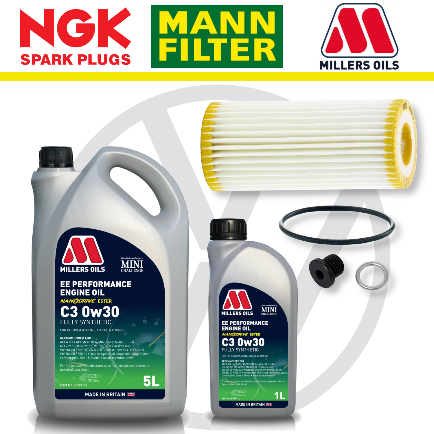 Paquete de servicio a domicilio para Audi S3 8V TTS 8S EA888 - Aceite Millers Premium