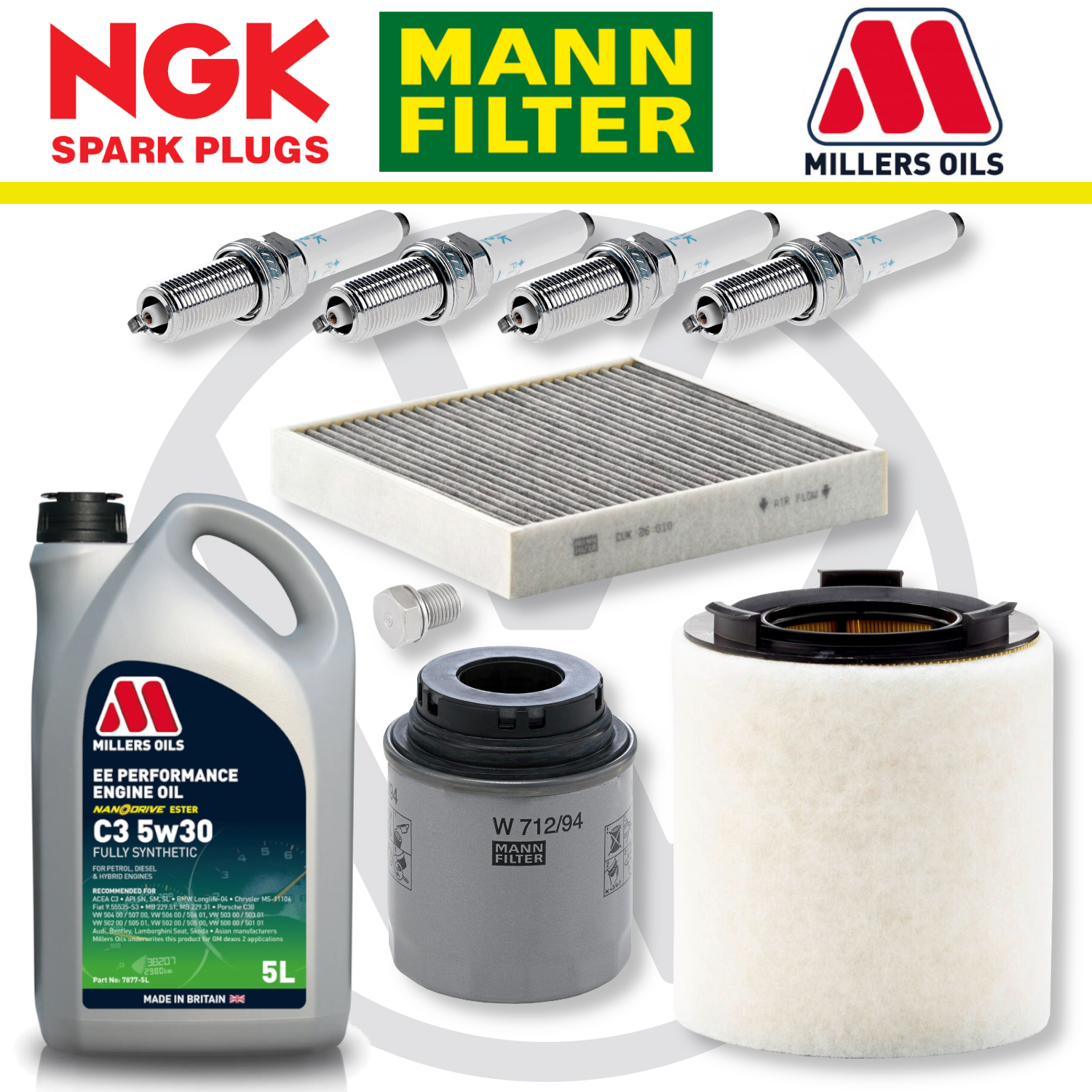 Paquete de servicio a domicilio para VW Polo Mk5 GTI 1.4 - Millers Oil Premium