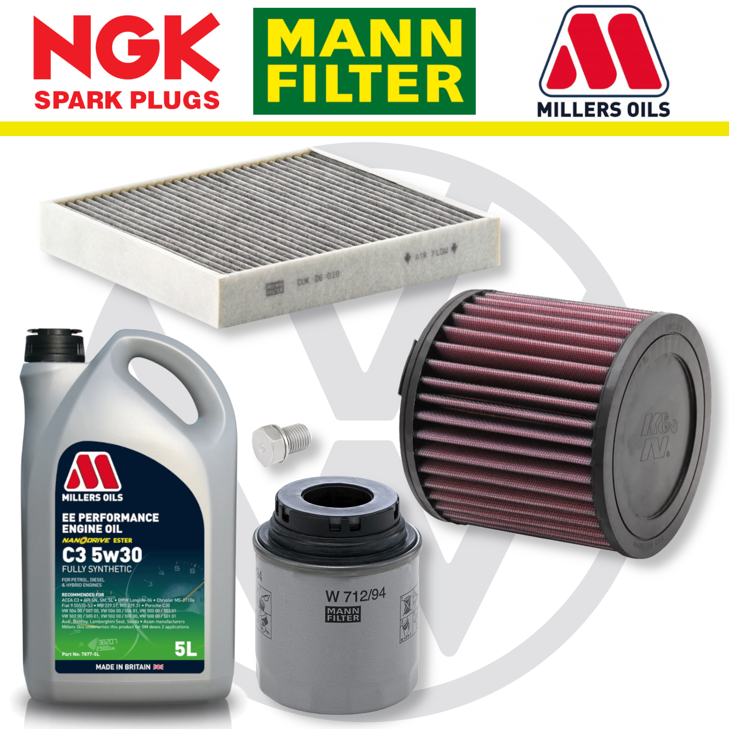Paquete de servicio a domicilio para VW Polo Mk5 GTI 1.4 - Millers Oil Premium