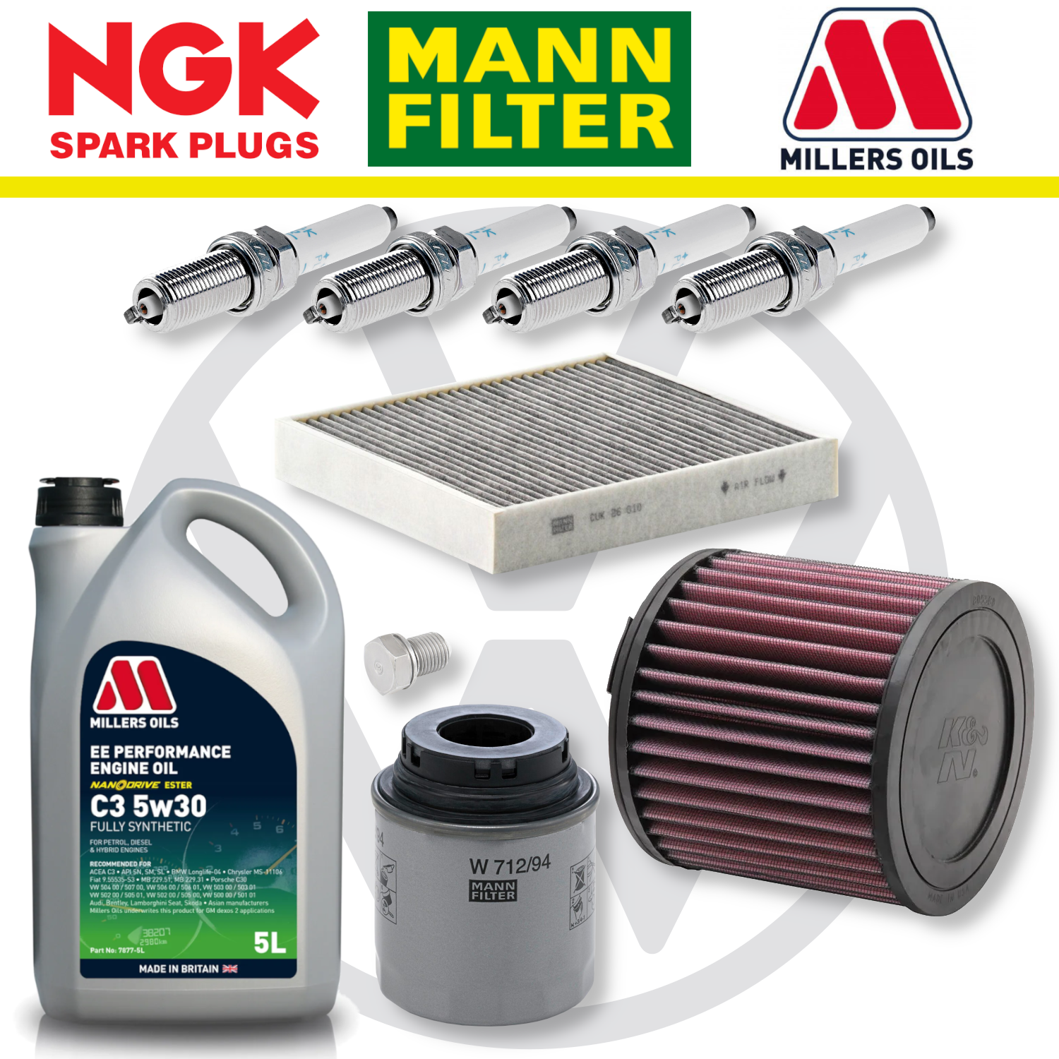 Paquete de servicio a domicilio para VW Polo Mk5 GTI 1.4 - Millers Oil Premium