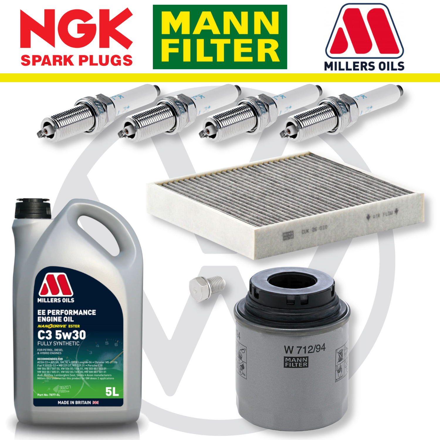 Paquete de servicio a domicilio para VW Polo Mk5 GTI 1.4 - Millers Oil Premium