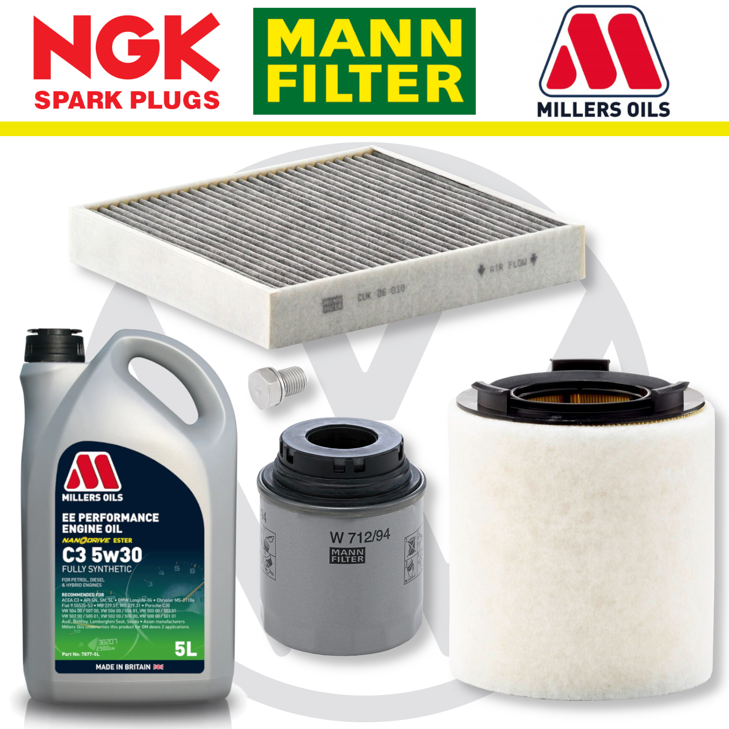 Paquete de servicio a domicilio para VW Polo Mk5 GTI 1.4 - Millers Oil Premium