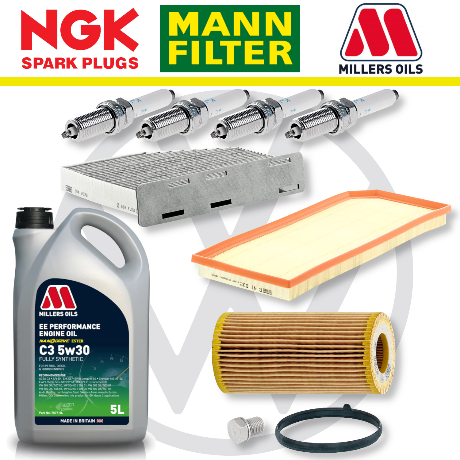 Pack d'entretien à domicile pour VW Scirocco R EA113 - Millers Oil Premium