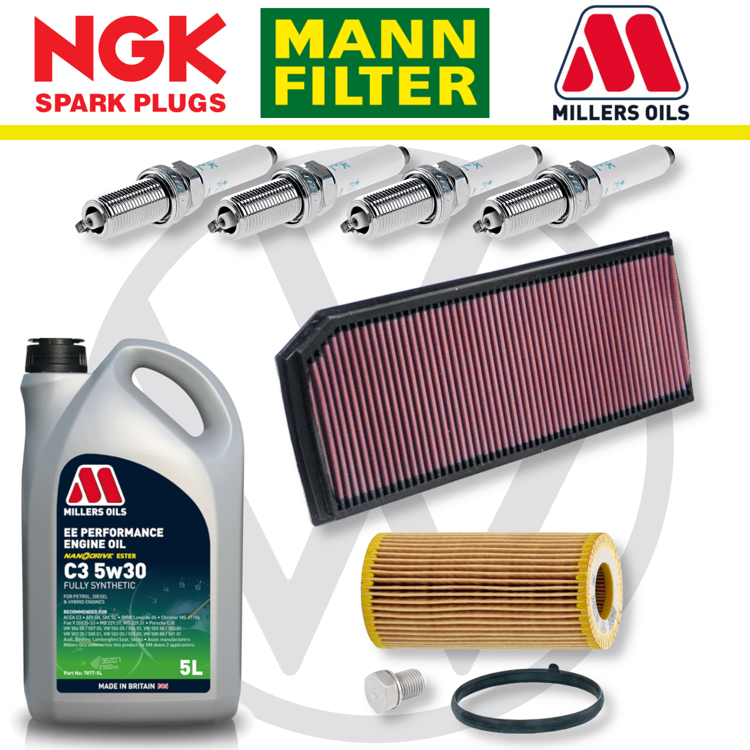 Pack d'entretien à domicile pour VW Scirocco R EA113 - Millers Oil Premium
