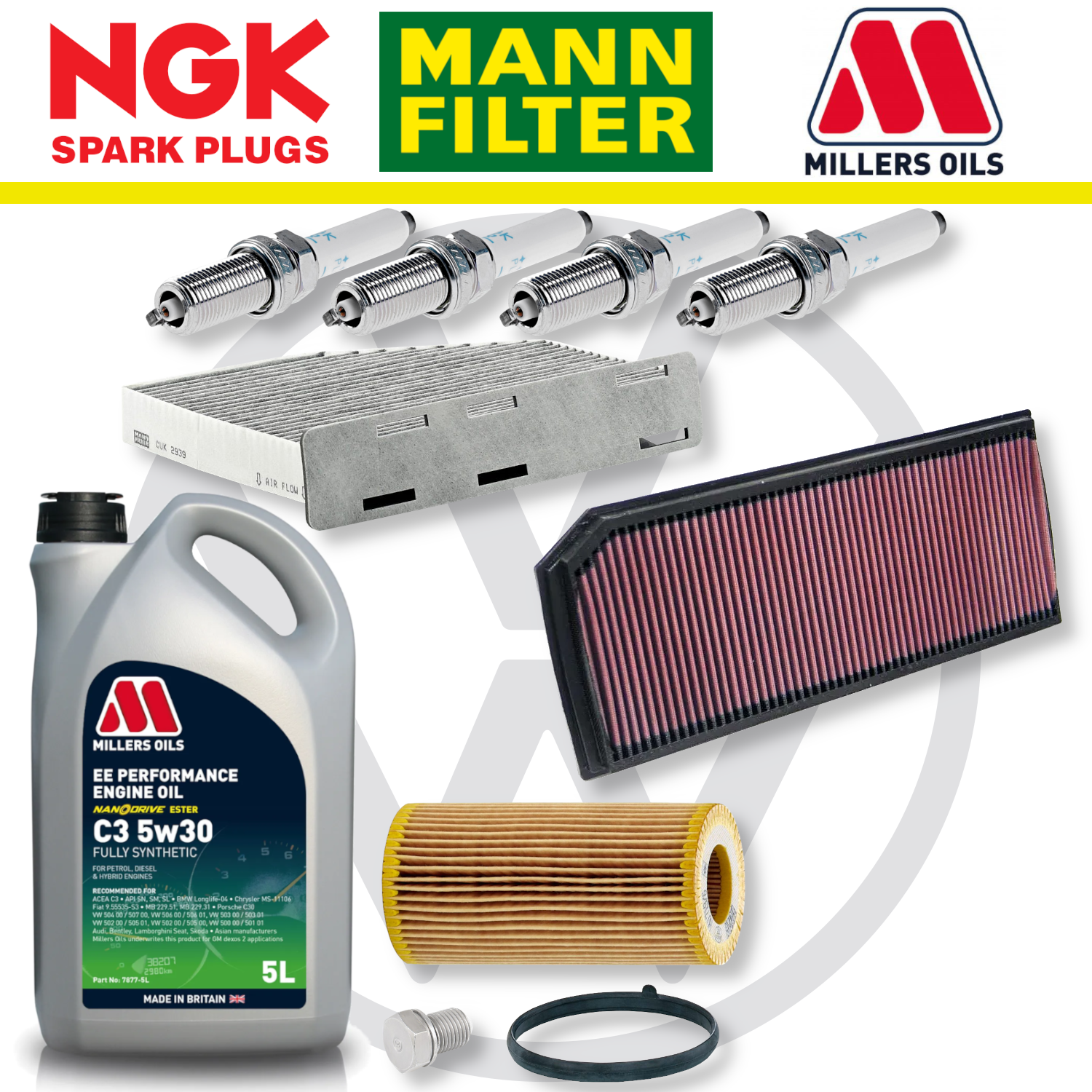 Pack d'entretien à domicile pour VW Scirocco R EA113 - Millers Oil Premium