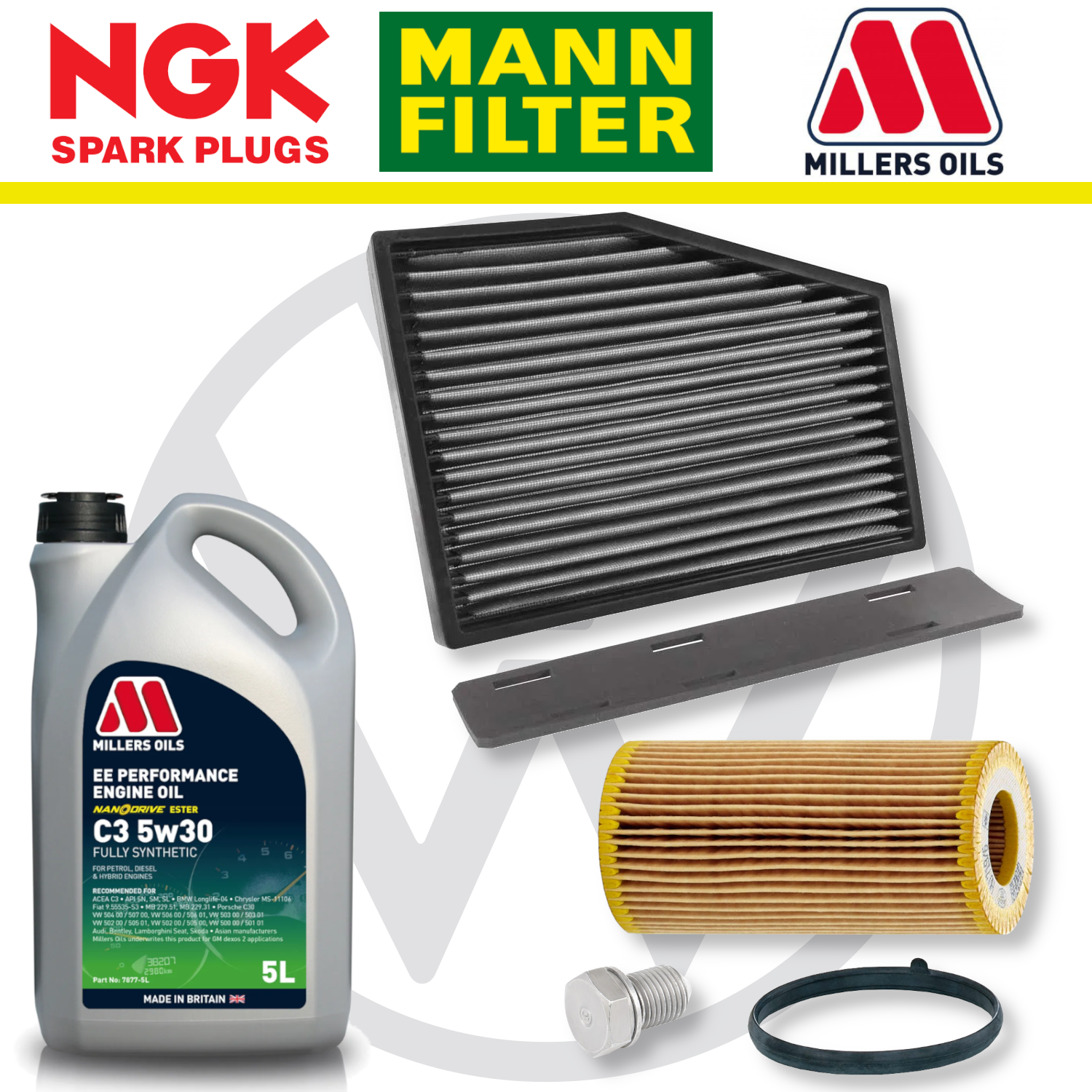 Pack d'entretien à domicile pour VW Scirocco R EA113 - Millers Oil Premium