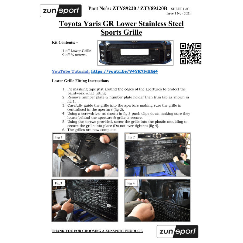 Zunsport Toyota GR Yaris - Parrilla inferior