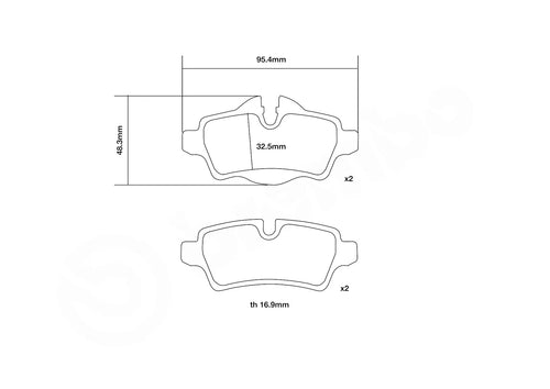 Pastillas de freno traseras Brembo Sport HP2 - 07.B315.33 - MINI Cooper S R56 