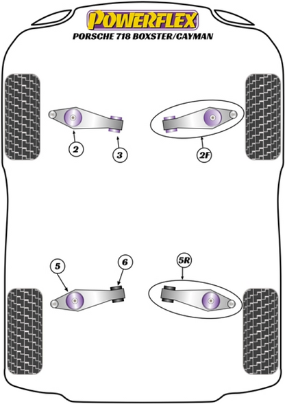 Powerflex Front Track Control Arm & Bush Kit Adjustable - Porsche Boxster/Cayman S/GTS 981/718