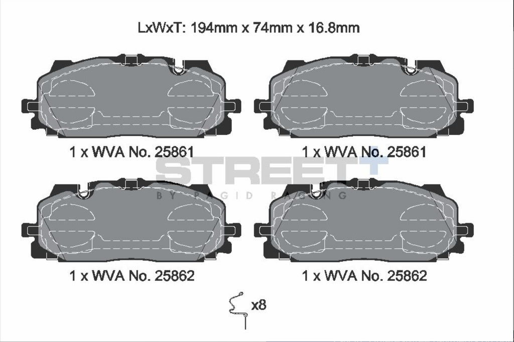 Pagid Racing Street+ Audi S4/S5 B9 Front Performance Brake Pads T8233SP2001