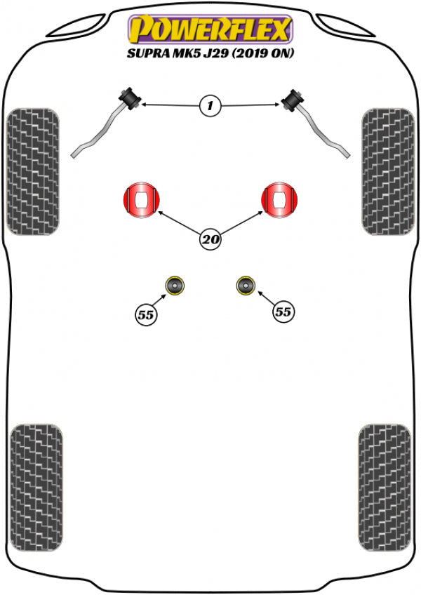 Bras de suspension avant Powerflex réglable sur douille de châssis – BMW Z4 G29 et Toyota GR Supra 