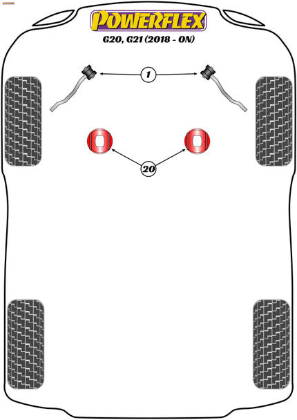 Powerflex Front Radius Arm Bush - BMW G20, G21