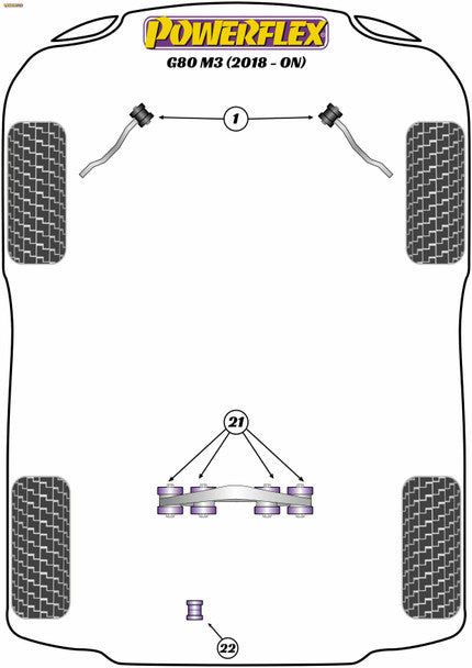 Bras de direction avant Powerflex réglable - BMW G80 M3, G82 M4 et G87 M2 